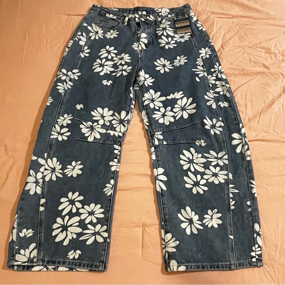 New Collection Ked Women Laser Daisy Flower Barrel Jeans Hippy Boho Slouchy Sz16 - Picture 5 of 8